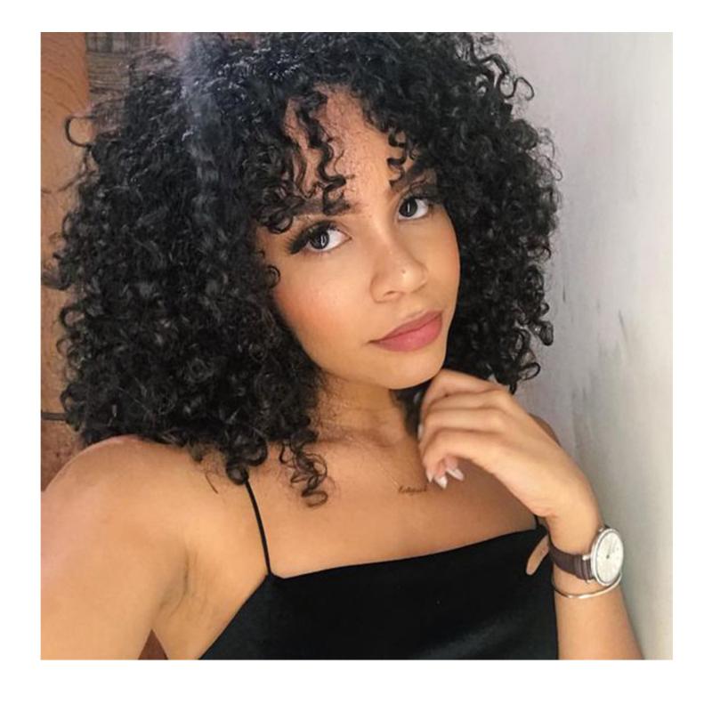 

Short Afro Kinky Curly Women's Wig Natural Black Synthetic Wigs for Women Black Mixed Brown Wig Heat Resistant Fiber, #1b