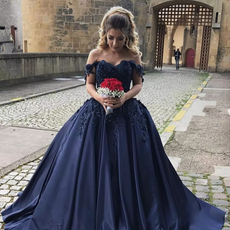 

Robe de bal longue Navy Blue Prom dress Long 2019 Custom made Plus size Satin Prom dresses Evening Party Gowns, Black