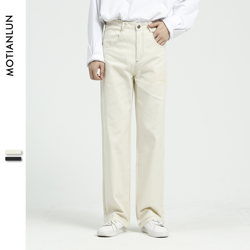 

MTL men' wear | new jeans men' straight tube retro basic casual versatile Korean casual pants trend, Black