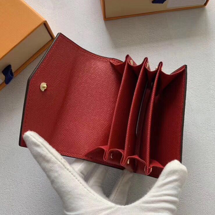 

Wholesale designer card holder short wallet Fashion high quality original box coin purse women designer wallet classic business card holder, Fuchsia