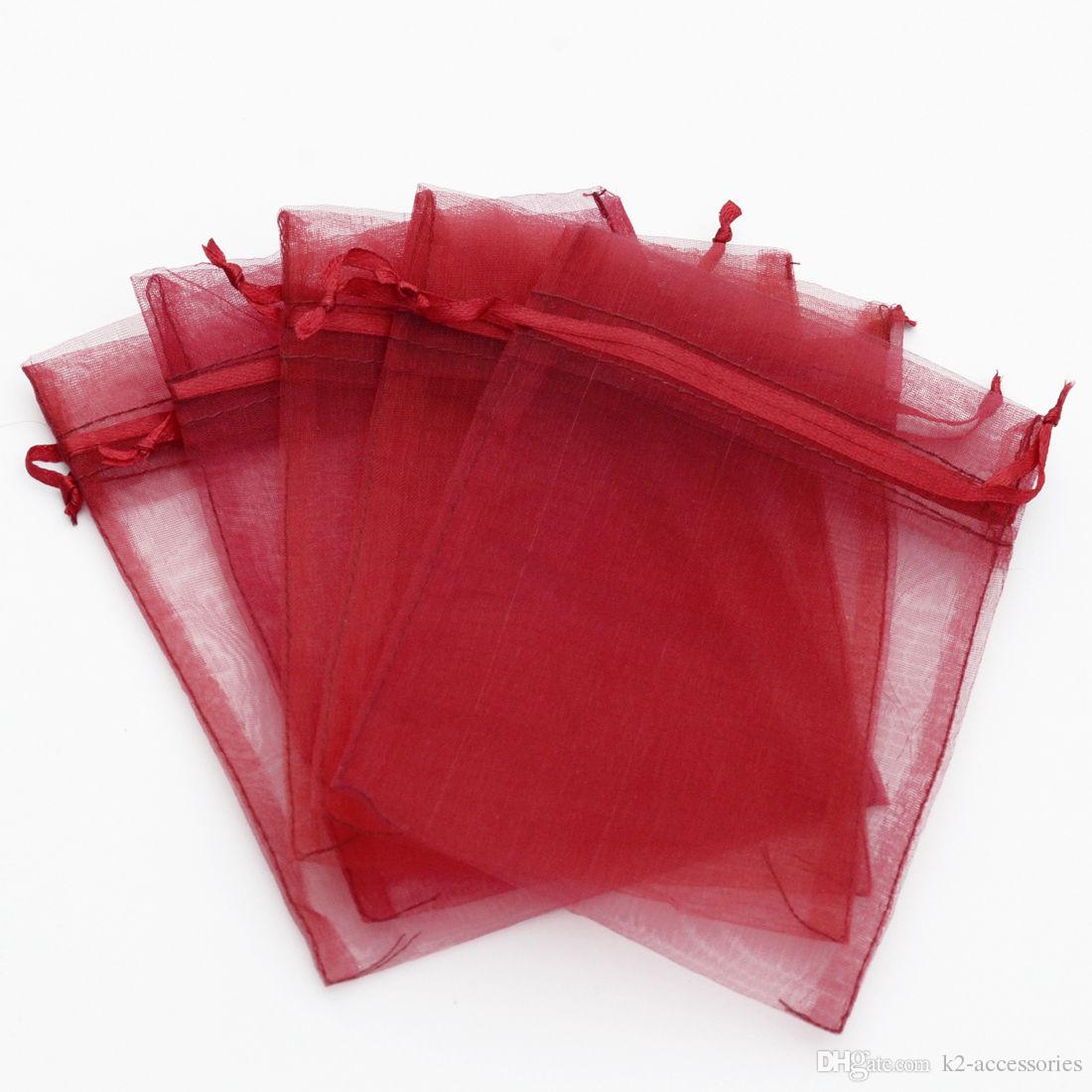 

100pcs DARK RED Drawstring Organza JEWELRY Gift packing Bags 7x9cm 9x12cm 10x15cm Wedding Party Christmas Favor Gift Bags