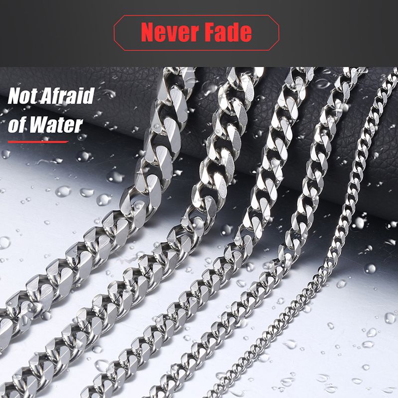 

Davielsee Mens Necklace Chain Stainless Steel Silver Wholesale 2018 Necklace for Men Jewelry Gift 3 5 7 9 11mm