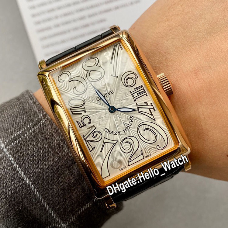 New Crazy Hours Rose Gold Case 1200 CH Whtie Sun Pattern Dial Seagull Automatic Mens Watch Black Leather Strap Sport Watches Hello_Watch