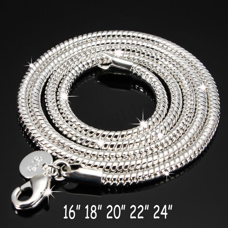 Lots 5PCS Wholesale 925 Silvering Solid Silver 1mm Snake Chain Necklace 16-24in