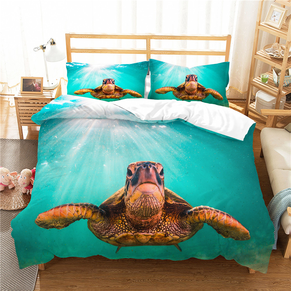 

Children Bed Linen Duvet Cover Set Sea Turtle Printed Home Textiles with Pillowcases Bedding Coverlet King Couple Single Size