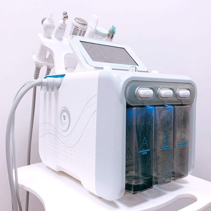 6 in 1 H2 O2 Water Oxygen Hydra Facial Dermabrasion Skin Clean Aqua Peel BIO Microcurrent Ultrasound Beauty Machine-image-488638411