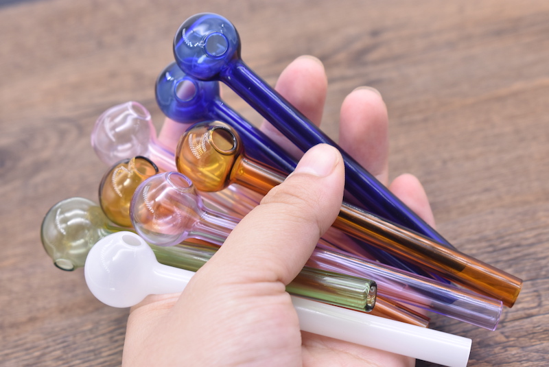 

colorful high quality 10cm Pyrex Glass oil burner pipe mini cheap straight glass tube oil nail pipes
