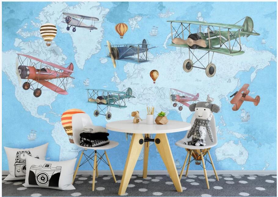 

WDBH custom photo mural 3d wallpaper Modern cartoon flying fantasy world map children room home decor 3d wall murals wallpaper for walls 3 d, Non-woven wallpaper