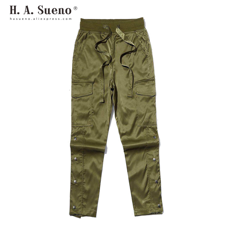 

H.A.Sueno INS fashion mens casual pants zipper oversized long pants for men hip hop style trousers drop shipping /5, Black