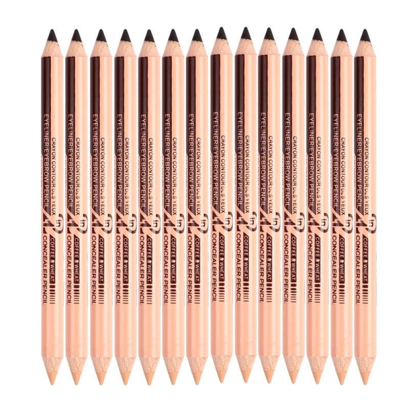 

New Menow Dual Use Double-headed Black Eyeliner Pen Women Makeup Eyes Eyebrow Pencil Concealer Pen Natual Waterproof Matte TSLM1, Brown