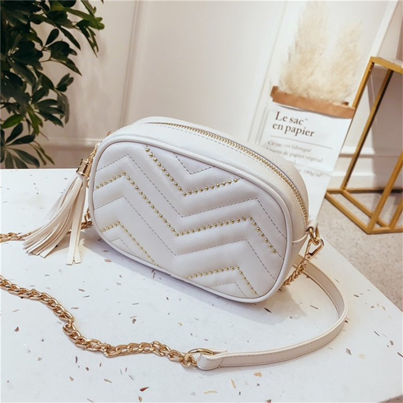 

HBP Handbags ladies bag Messenger shoulder fashion trend simple tassel casual pockets(white), Black