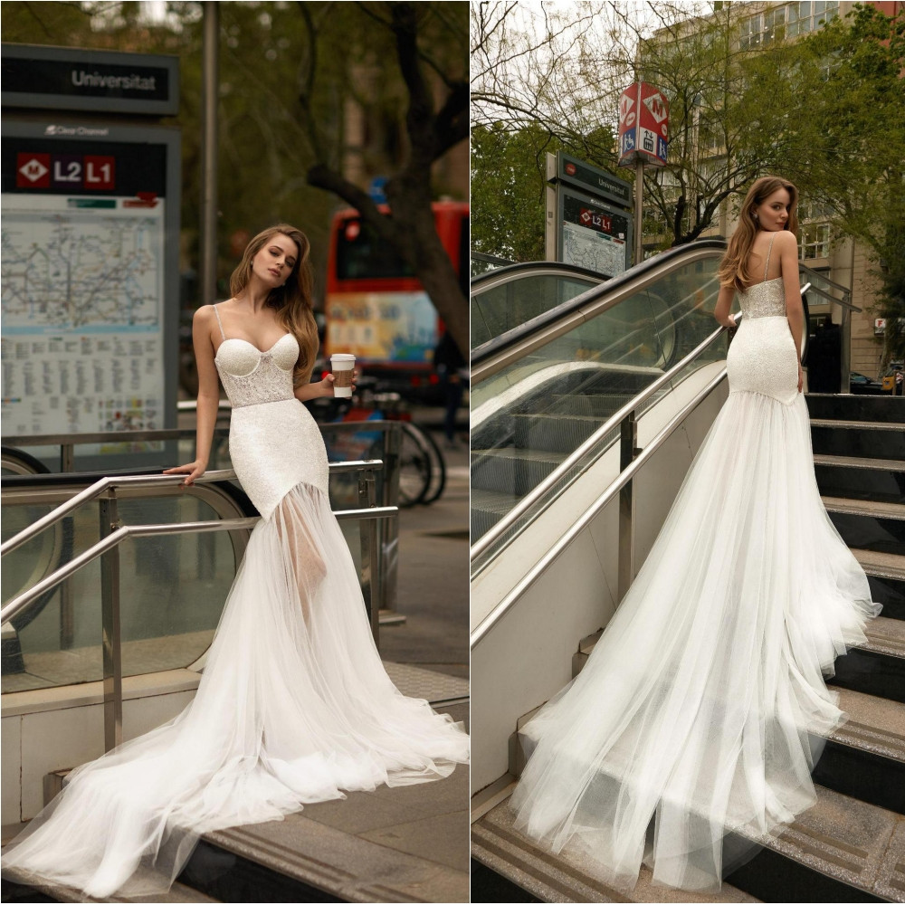 

Ricca Sposa Wedding Dresses Spaghetti Straps Lace Beads Mermaid Bridal Gowns 2020 Custom Made Sexy Backless Sweep Train Wedding Dress, Same as image
