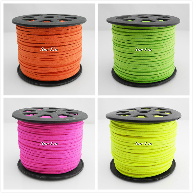 Red 2.7mm Micro-Fiber Flat Leathe Lace Beading Thread Faux Suede Cord String Velet For Necklace Bracelet 100Yards