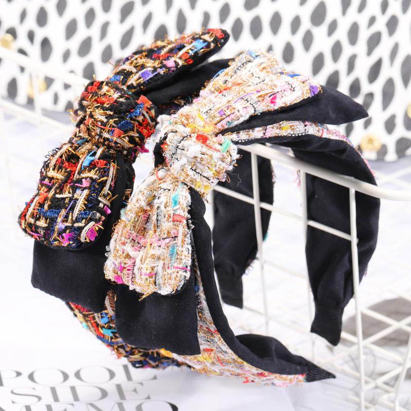 

New Fashion Hairband Women Girls Vintage EmbroideryTwisted Knotted Letter Headband Wide Hair Bands Headwear Accessories Hair Jewelry Gift, Multi-color