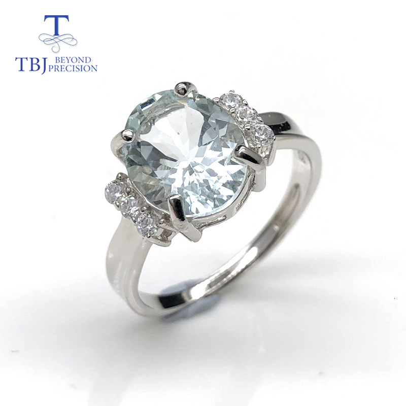 

100% natural Brazil aquamarine oval 9*11mm light-colored gemstone ring 925 sterling silver precious stone jewelry with gift box CJ191210