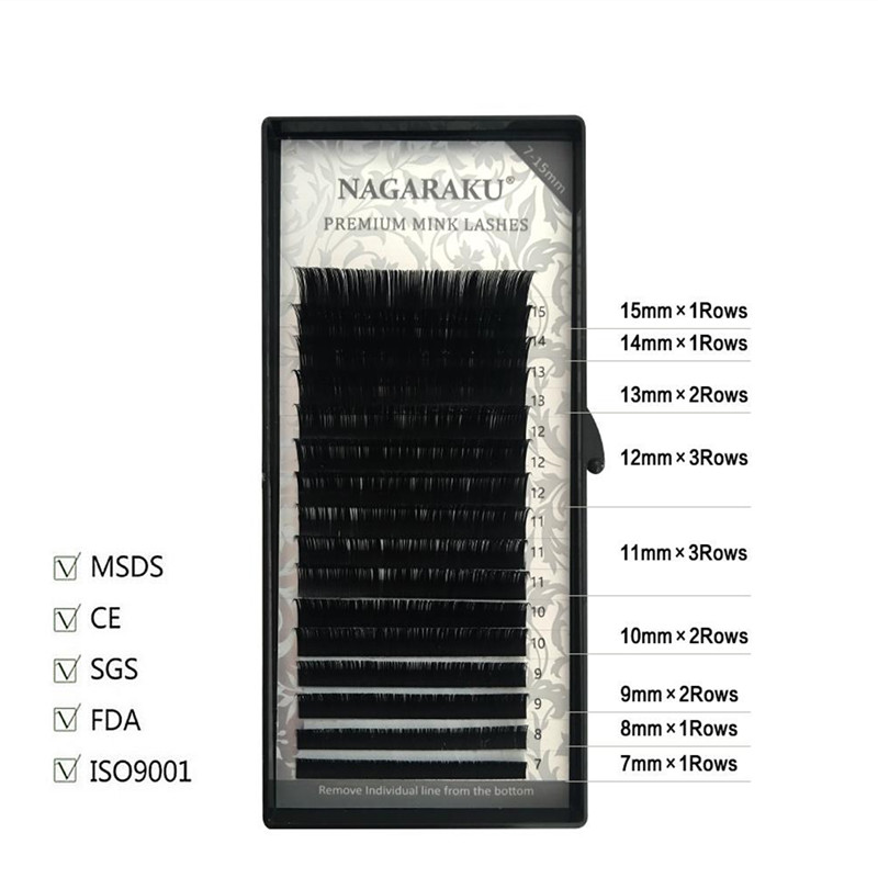 

NAGARAKU 16 Rows Set Mink Eyelash Flat Ellipse Eyelashes Extensions Natural Individual Eyelashes False Lashes Eyelash Extension 7~15mm Mix