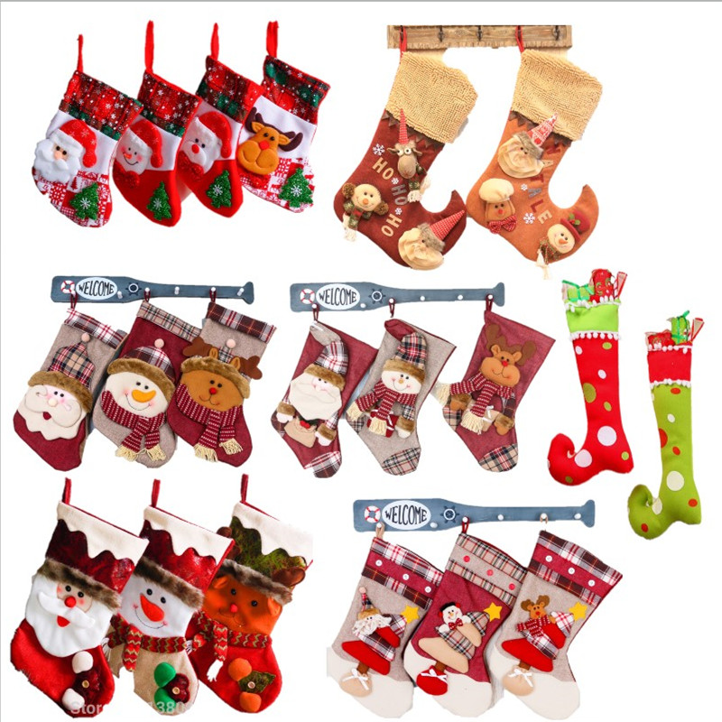 

2017 Christmas Decor Party Decorations Santa Claus Christmas stocking Candy Socks Gifts Bag For Home Xmas Tree Decor