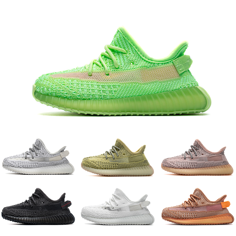 

Top Quality Kanye West Children Kids shoes Boys Girls trainers sneakers Static Reflective Glow Black Clay Synth Antlia Infant Toddler shoes, A3 clay