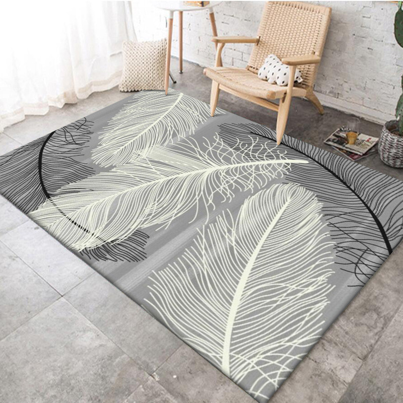 

DeMissir Nordic Grey Feather Printed Carpets Area Rugs For Home Living Room Bedroom Kitchen Bedside Floor Mat tapete para sala, White