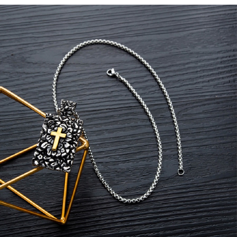 

Fashion Cross Men Stainless Steel Necklace Dog Tags Pendants Snake Chains Hip Hop Jewelry Design Necklaces For Mens Gift
