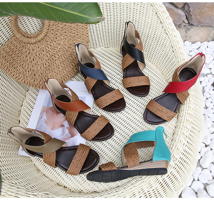 

Woman 2020 Summer Leather Vintage Sandals Buckle Casual Sewing Women Retro Sandalias Female Ladies Platform Shoes 35-42, Blown