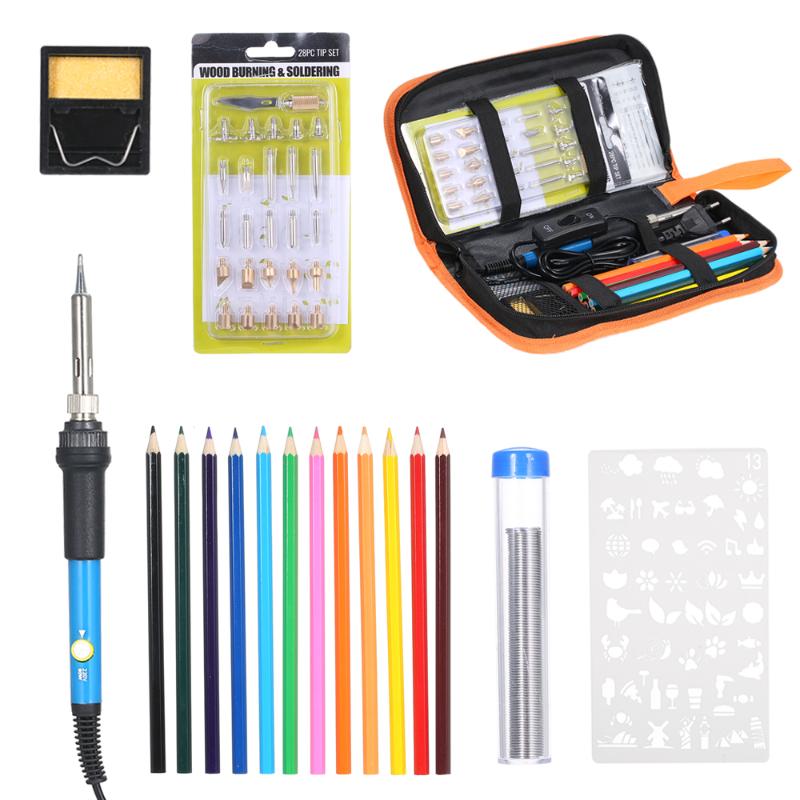 

New Adjustable Temperature Electric Soldering Iron Kit Wood Burning Iron Kit Welding Rework Station Heat Tool Repair Tool