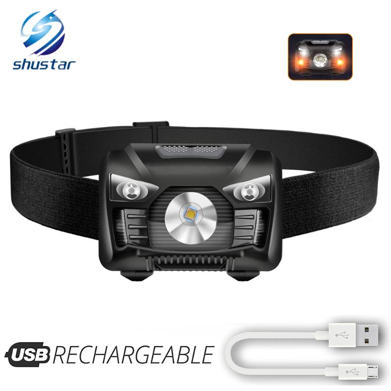 

Rechargeable LED Headlamp Induction switch headlight Red light + White light Can be used for fishing, cycling, adventure, etc