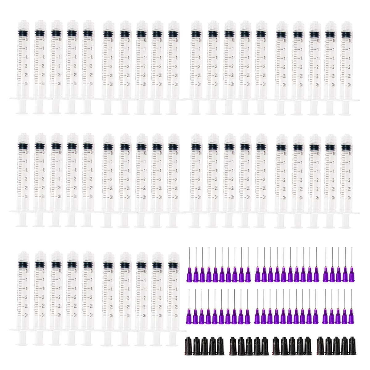 

Plastic Syringe 3ml with 1inch Blunt Tip Needles for Scientific Labs and Dispensing Multiple Uses Measuring Syringe Tools(Pack of 50