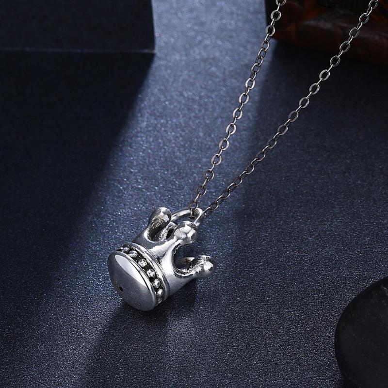 

S925 Sterling Silver Vintage Neutral Crown Pendant Necklace Unisex Birthday Gift High Quality Jewelry Rock Accessories