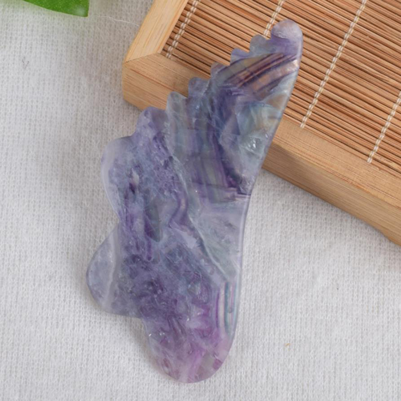 

Natural Crystal Massage Comb Butterfly Shape Fluorite Stone Gua Sha Massage Head Face Body SPA Acupuncture Guasha Board Health Care Tool