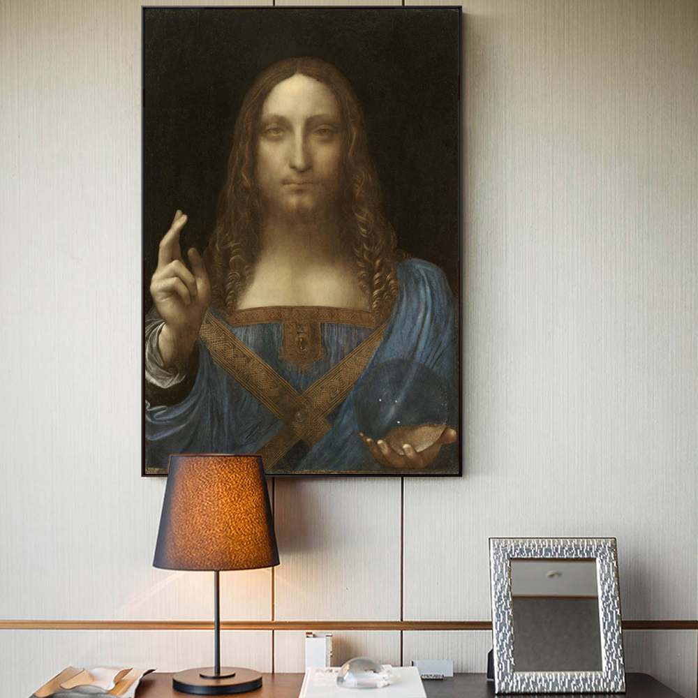 

Salvator Mundi Wall Art Canvas Paintings By Leonardo Da Vinci Famous Home Decorative Canvas Paintings For Living Room