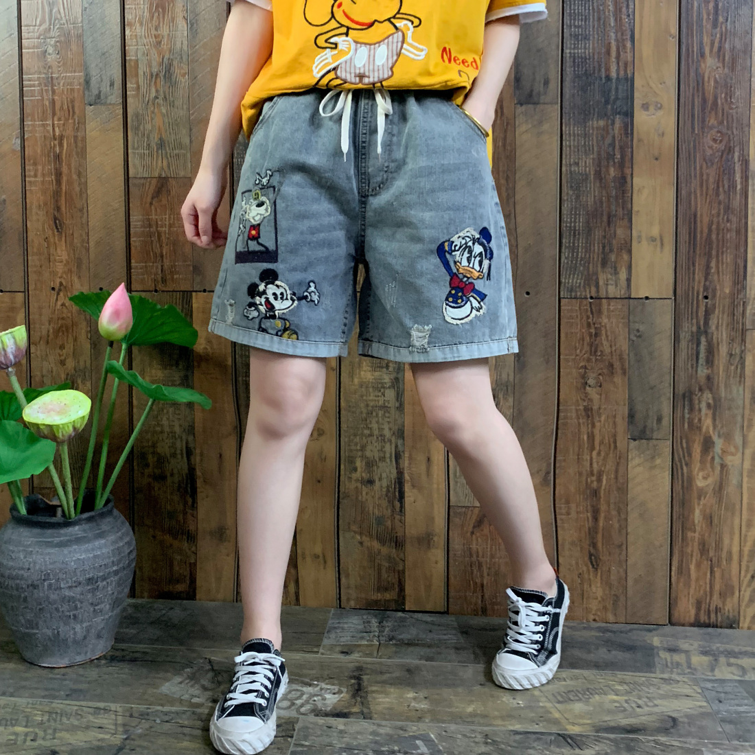 

Deep Blue Cowboy Loose Version 7 Minutes Of Pants Female Easy Summer Bk4720