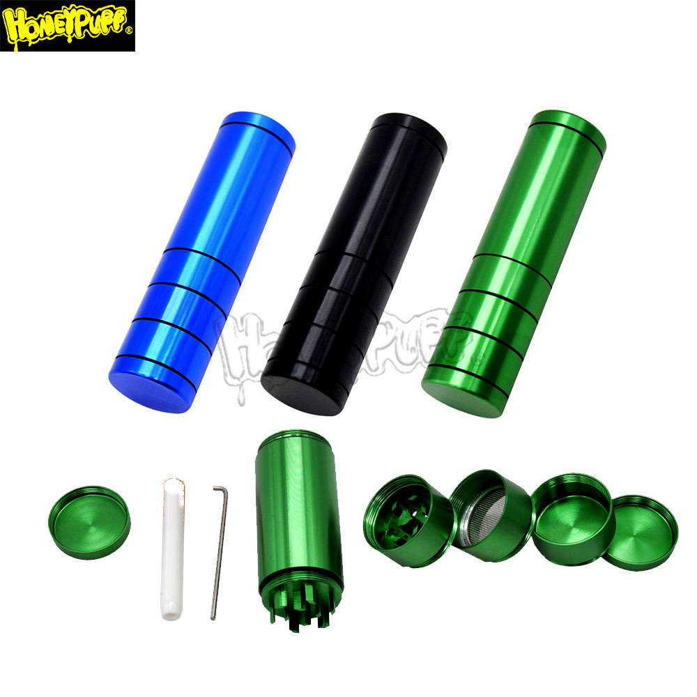 

Aluminum Automatic Ejection Dugout With Grinder Cigarette Case Holder Metal Smoking Dugout Grinders Case With Smoke Ceramic One Hitter Pipes