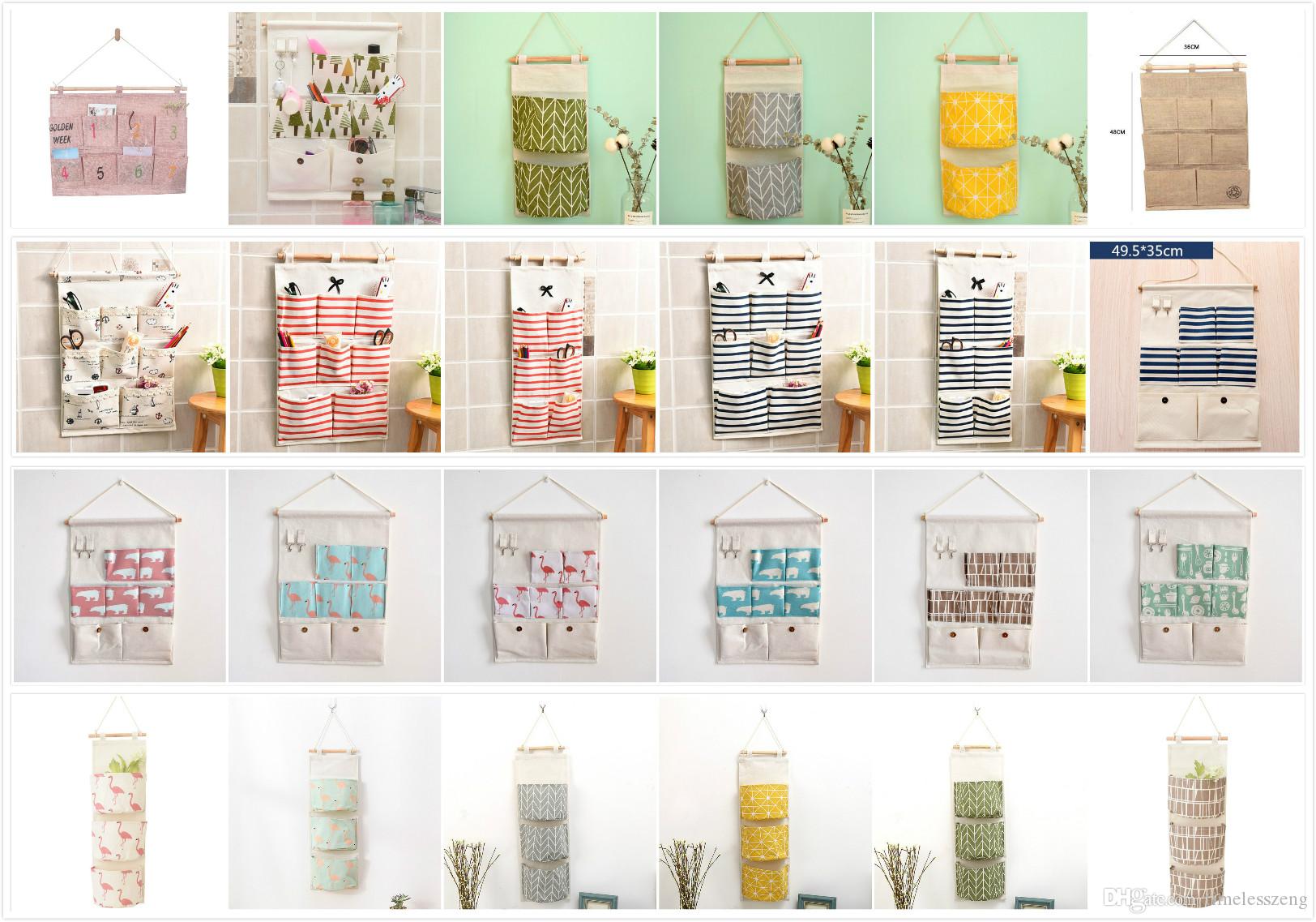 

24 designs wall hanging storage bag Cotton Linen Organizer Bags Door Hanging Sundry Bags Sundry Sorting Bags