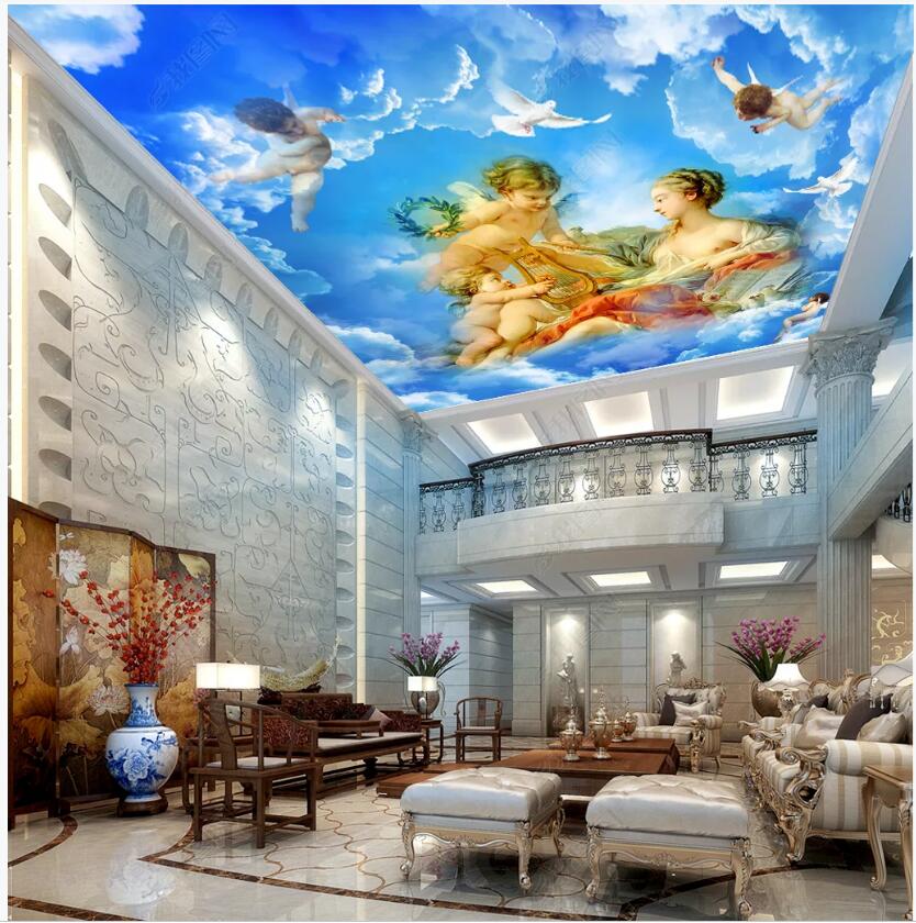 

3d ceiling mural wallpaper custom photo European Fairy Eros Angel living room home decor 3d wall murals wallpaper for walls 3 d, Non-woven wallpaper