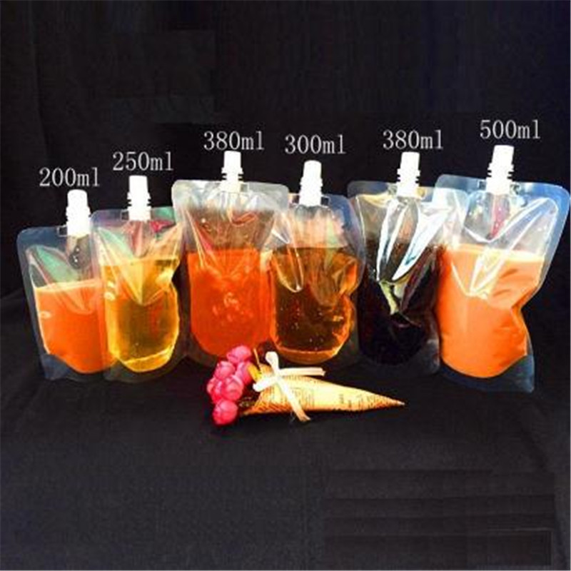 

100ml 200ml 250ml 300ml 500ml Stand-up Plastic Drink Packaging Bag Spout Pouch for Beverage Liquid Juice Milk Coffee DLH169