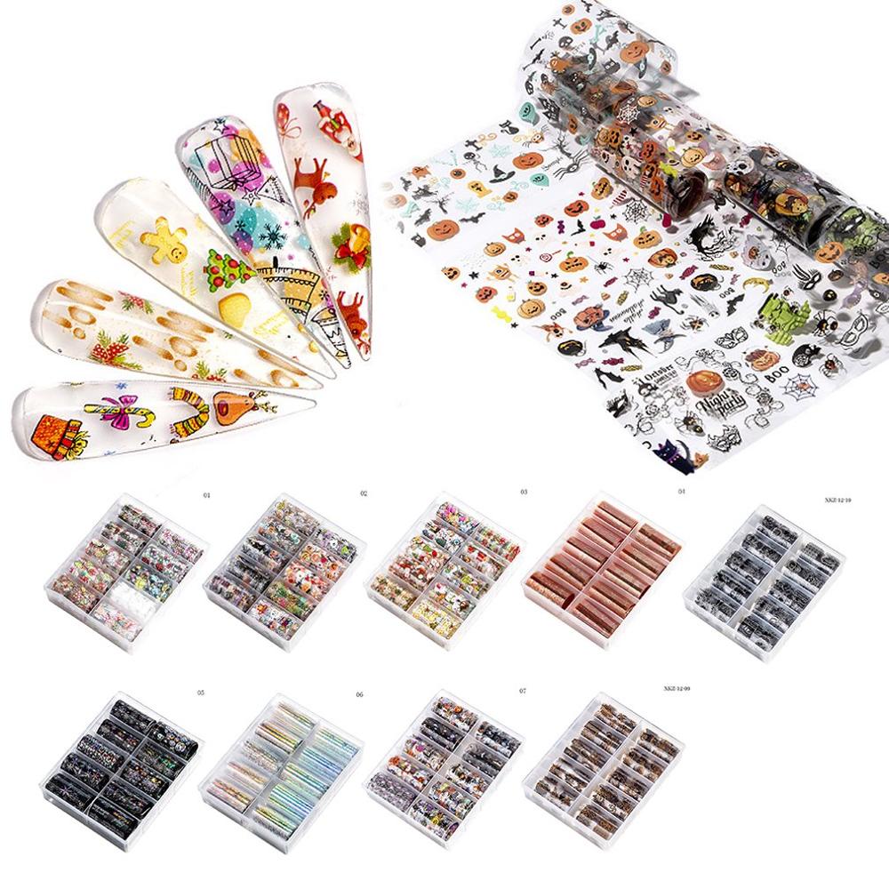 

Holographic Nail Foil Set Transparent Multi Color Nail Art Transfer Sticker Manicure Diy Tips Sticker Decoration