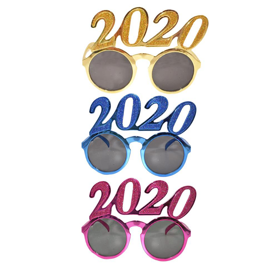 

2020 Numbers Photo Prop Glasses Flash Powder Plastic New Year Eyeglasses Adults Children Eyewear For Party Decorations 3colors RRA2564