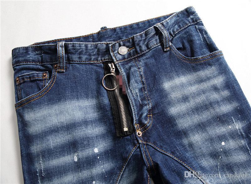 Denim Jeans Men Designer Straight Br Skny Large Size Hole Worn Out All Season Casual Style Fashionable Pants-image-534112588