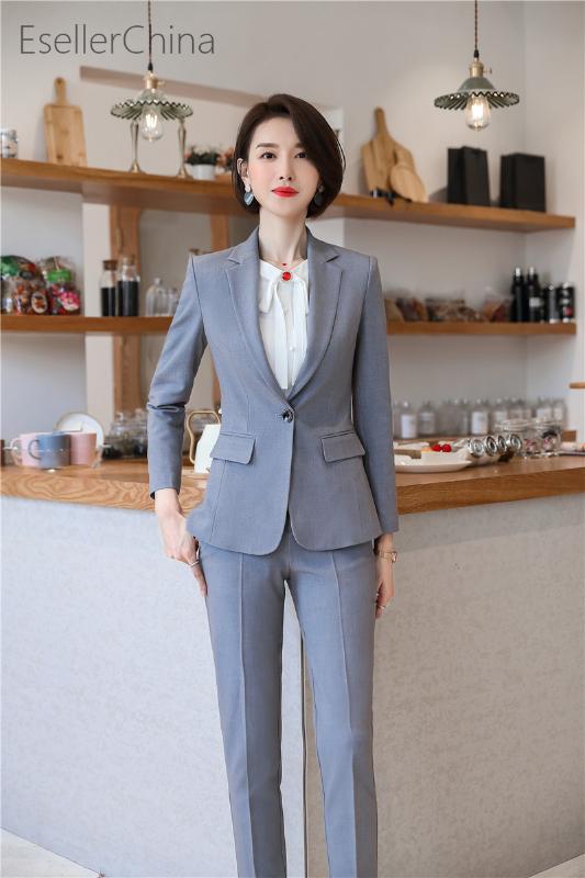 

Formal Uniform Designs Pantsuits with Pants and Jackets Coat for Women Business Work Wear Styles Ladies Blazers Plus Size 5XL, Khaki