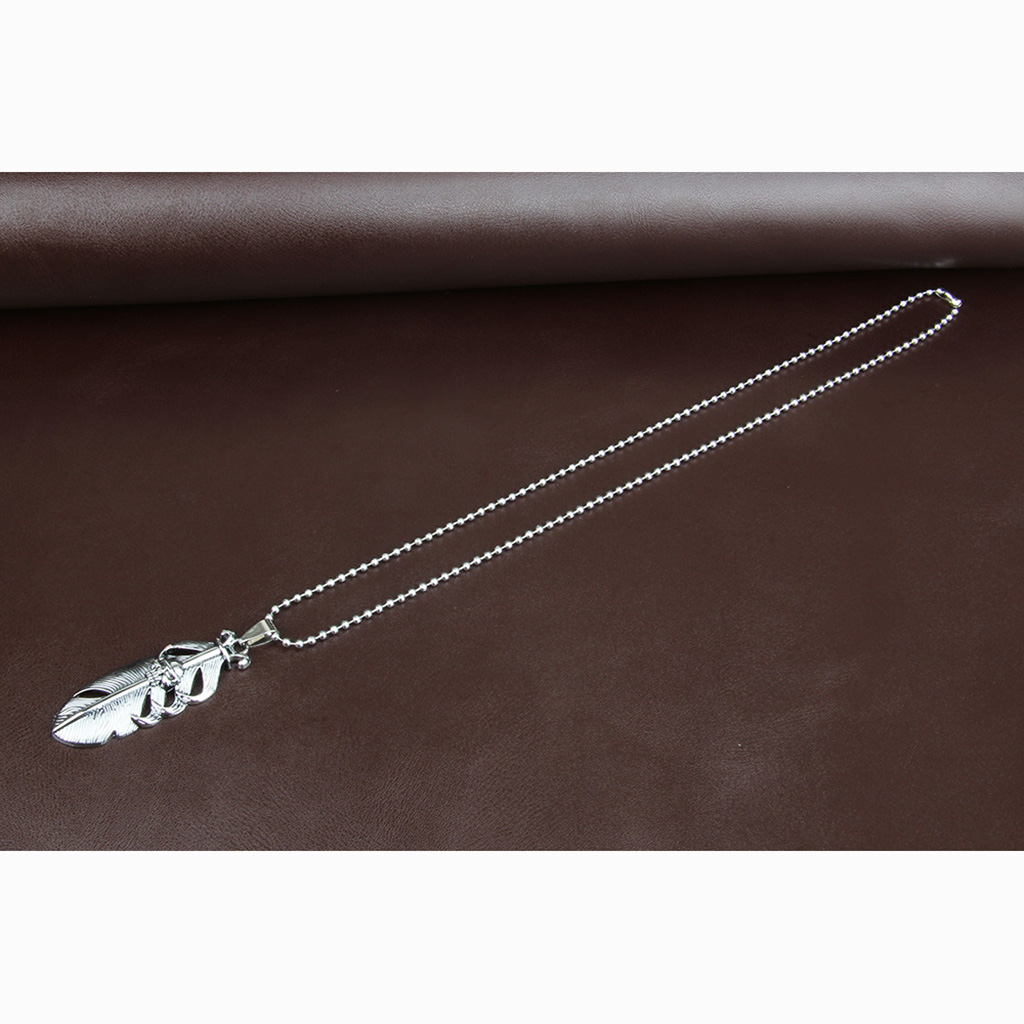 

Men Ring Stainless Steel Pendant Creative Necklace Feather Chain, Silver
