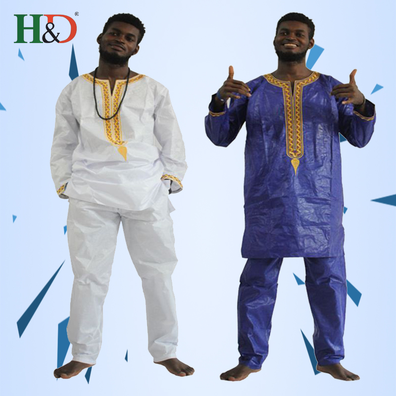 

H&D african clothes for men dashiki fabric suits mens bazin riche clothing africa dresses male men tops shirts pants set 2 pcs