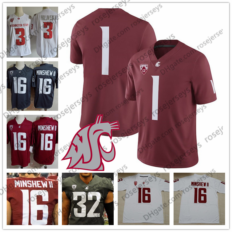 

Custom Washington State Cougars #16 Gardner Minshew II 3 Tyler Hilinski 4 Luke Falk 11 Drew Bledsoe 34 Steve Gleason WSU Football Jersey, White