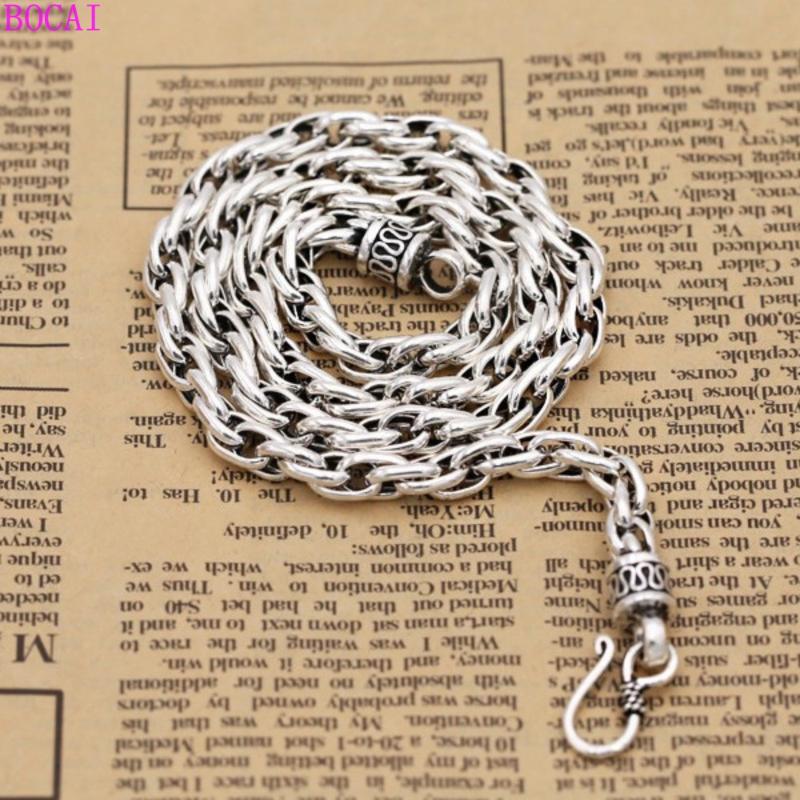 

S925 sterling silver men's and women's necklace fashion punk popular personality Thai silver domineering rattan Necklace