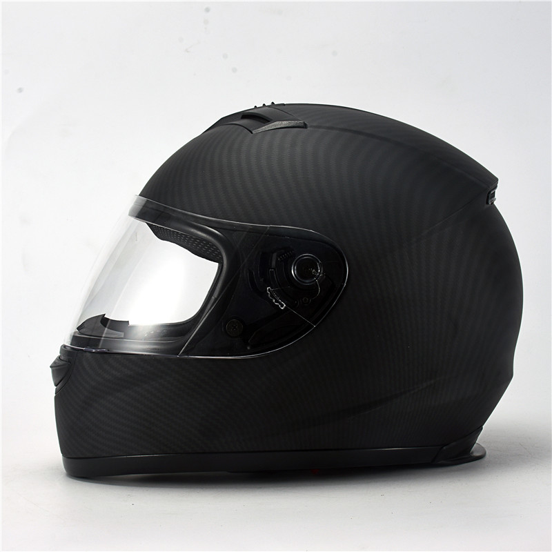 

Full Face Motorcycle Helmet Washable Lining with Dark Lens Stylish Fast Release Racing Helmet Casco Casque Moto DOT Approved, Matte-clear carbon