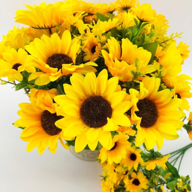 

Wholesale wedding flower bouquet artificial sunflowers bouquet silk sun flower silk flowers home decoration Artificial flowers, Yellow