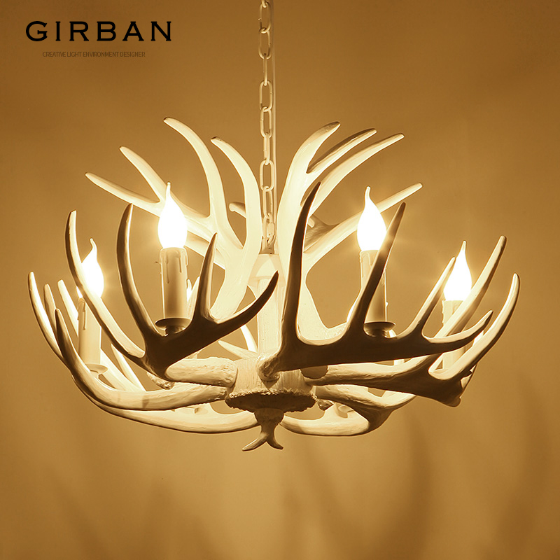 

Antler Chandelier Lighting Fixture Nordic LED Chandelier Retro Resin Deer Horn Lamps Home Cafe Restaurant Decoration Pendant Light