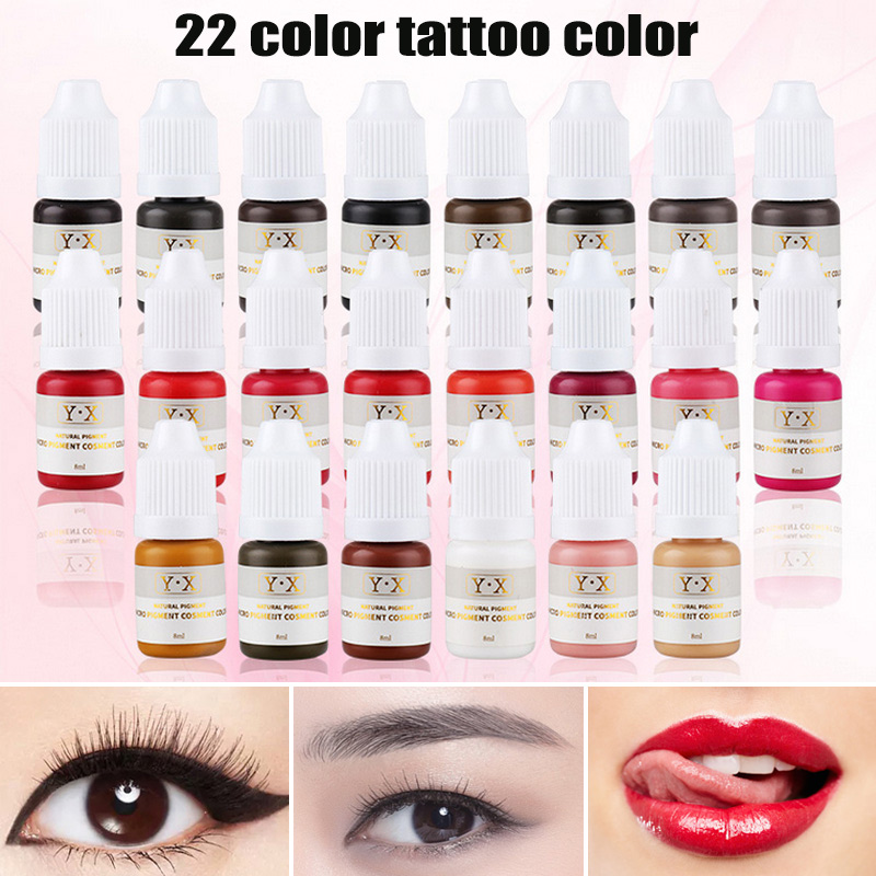 

22 Color Semi Permanent Makeup Eyebrow Inks Lips Eye Line Tattoo Color Microblading Pigment Eyebrow Tattoo Inks