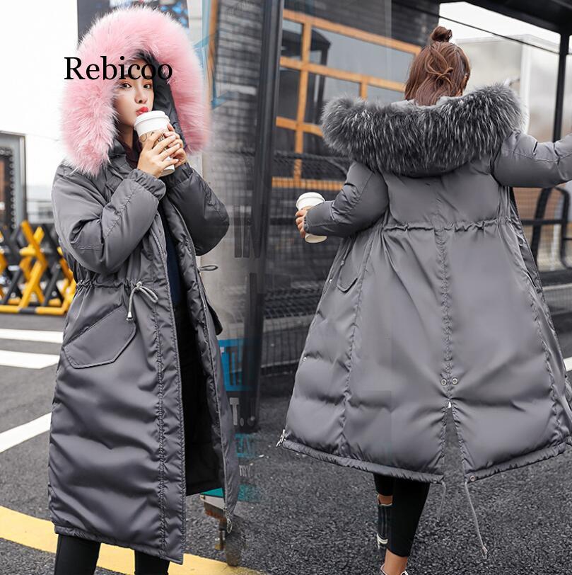 

Long warm thick female jacket winter warm jacket women women's winter wadded down outwear chaqueta mujer coat parka, Gray gray collar