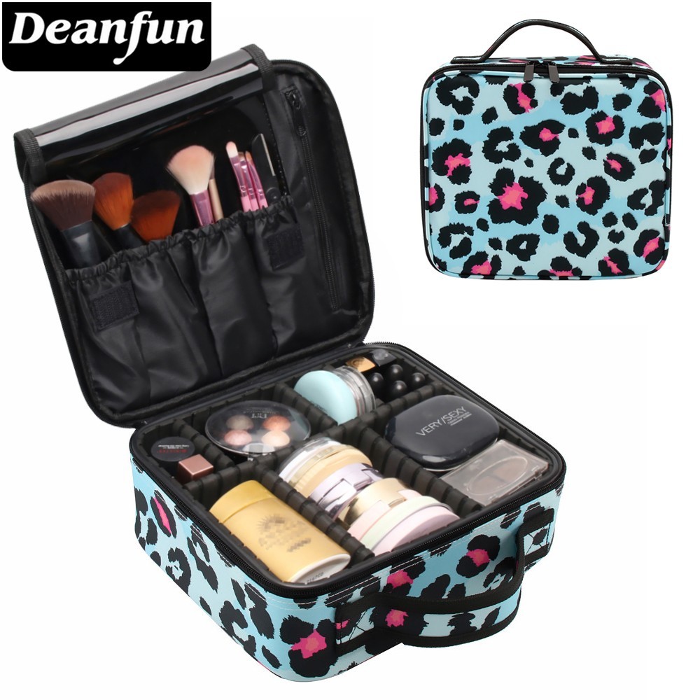 

Deanfun Makeup Case Leopard Blue Waterproof Cosmetic Bag Travel Organizer Train Cases Storage for Women Dropshipping 16011, Beige